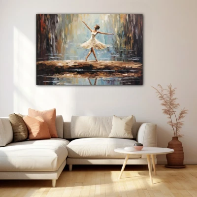 Wall Art titled: The Dance of a Silent Melody in a  format with: white, Brown, and Black Colors; Decoration the Beige Wall wall