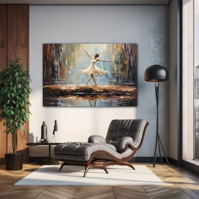 Wall Art titled: The Dance of a Silent Melody in a  format with: white, Brown, and Black Colors; Decoration the Living Room wall