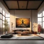 Wall Art titled: Dance with Passion and Freedom in a Horizontal format with: Yellow, and Brown Colors; Decoration the Living Room wall