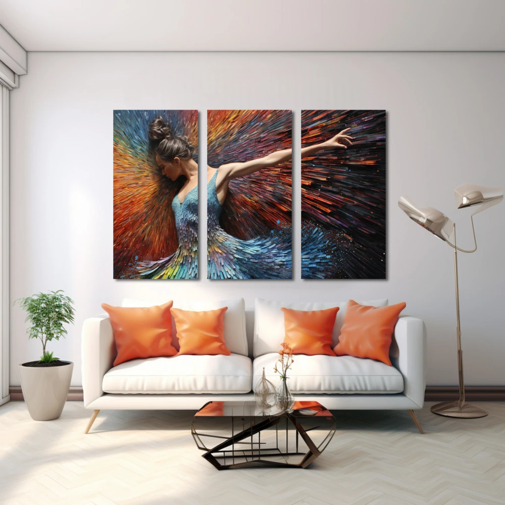Wall Art titled: Spirit-Healing Vibrations in a Horizontal format with: Blue, Orange, and Vivid Colors; Decoration the White Wall wall