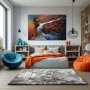 Cuadro Vibraciones que curan el espíritu en formato horizontal con colores Azul, Naranja, Vivos; Decorando pared de Dormitorio Juvenil