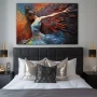 Wall Art titled: Spirit-Healing Vibrations in a Horizontal format with: Blue, Orange, and Vivid Colors; Decoration the Bedroom wall