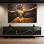 Wall Art titled: Spirit-Elevating Vibrations in a Horizontal format with: Golden, Grey, and Brown Colors; Decoration the Sideboard wall