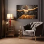 Wall Art titled: Spirit-Elevating Vibrations in a Horizontal format with: Golden, Grey, and Brown Colors; Decoration the Living Room wall