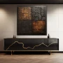 Wall Art titled: Geometric Rustic Textures in a Square format with: and Brown Colors; Decoration the Sideboard wall