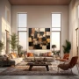 Wall Art titled: Geometric Brushstrokes in a Square format with: Brown, Black, and Beige Colors; Decoration the Living Room wall
