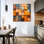 Cuadro Geometría colorida en formato cuadrado con colores Gris, Marrón, Naranja; Decorando pared de Cocina