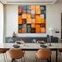 Cuadro Geometría colorida en formato cuadrado con colores Gris, Marrón, Naranja; Decorando pared de Salón comedor
