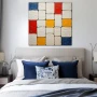 Wall Art titled: Square Patterns in a Square format with: Blue, and Mustard Colors; Decoration the Bedroom wall