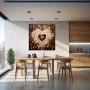 Wall Art titled: Love Squared in a Square format with: white, Brown, and Beige Colors; Decoration the Kitchen wall