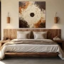 Wall Art titled: The Circle Squared in a Square format with: Brown, and Beige Colors; Decoration the Bedroom wall