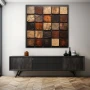Wall Art titled: Rustic Board in a Square format with: Grey, Brown, and Beige Colors; Decoration the Sideboard wall