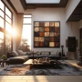 Wall Art titled: Rustic Board in a Square format with: Grey, Brown, and Beige Colors; Decoration the Living Room wall