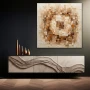 Wall Art titled: The Fuzzy Square in a Square format with: Brown, Orange, and Beige Colors; Decoration the Sideboard wall