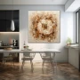 Wall Art titled: The Fuzzy Square in a Square format with: Brown, Orange, and Beige Colors; Decoration the Kitchen wall