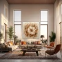 Wall Art titled: The Fuzzy Square in a Square format with: Brown, Orange, and Beige Colors; Decoration the Living Room wall