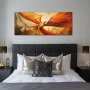 Wall Art titled: Cubist Phoenix in a Elongated format with: Yellow, and Orange Colors; Decoration the Bedroom wall