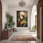 Wall Art titled: Lady of the Modern Renaissance in a Vertical format with: Yellow, white, and Pastel Colors; Decoration the Entryway wall
