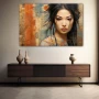 Wall Art titled: Li Wei Chen in a Horizontal format with: Brown, and Beige Colors; Decoration the Sideboard wall