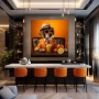 Wall Art titled: Citrus Canine in a Square format with: and Orange Colors; Decoration the Bar wall