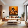 Wall Art titled: Citrus Canine in a Square format with: and Orange Colors; Decoration the Above Couch wall