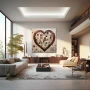 Wall Art titled: Heart Squared in a Square format with: Brown, and Beige Colors; Decoration the Living Room wall