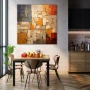 Wall Art titled: Colorful Labyrinths in a Square format with: Brown, Orange, and Beige Colors; Decoration the Kitchen wall
