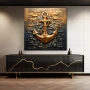 Wall Art titled: The Anchor of Your Life in a Square format with: Golden, and Black Colors; Decoration the Sideboard wall