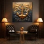 Wall Art titled: The Anchor of Your Life in a Square format with: Golden, and Black Colors; Decoration the Living Room wall