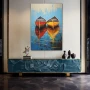 Wall Art titled: Like Master, Like Sailor in a Vertical format with: Yellow, Blue, and Red Colors; Decoration the Sideboard wall