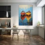 Wall Art titled: Like Master, Like Sailor in a Vertical format with: Yellow, Blue, and Red Colors; Decoration the Kitchen wall