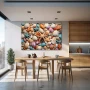 Wall Art titled: Treasure of the Coast in a Horizontal format with: Sky blue, Orange, and Beige Colors; Decoration the Kitchen wall