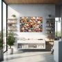 Wall Art titled: Treasure of the Coast in a Horizontal format with: Sky blue, Orange, and Beige Colors; Decoration the Pharmacy wall