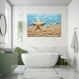 Cuadro Amanecer en la Costa en formato horizontal con colores Celeste, Beige; Decorando pared de Baño