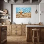 Cuadro Amanecer en la Costa en formato horizontal con colores Celeste, Beige; Decorando pared de Cocina