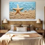 Wall Art titled: Sunrise on the Coast in a Horizontal format with: Sky blue, and Beige Colors; Decoration the Bedroom wall
