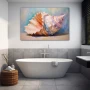 Wall Art titled: Marine Echoes in a Horizontal format with: and Pastel Colors; Decoration the Bathroom wall