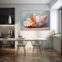 Wall Art titled: Marine Echoes in a Horizontal format with: and Pastel Colors; Decoration the Kitchen wall