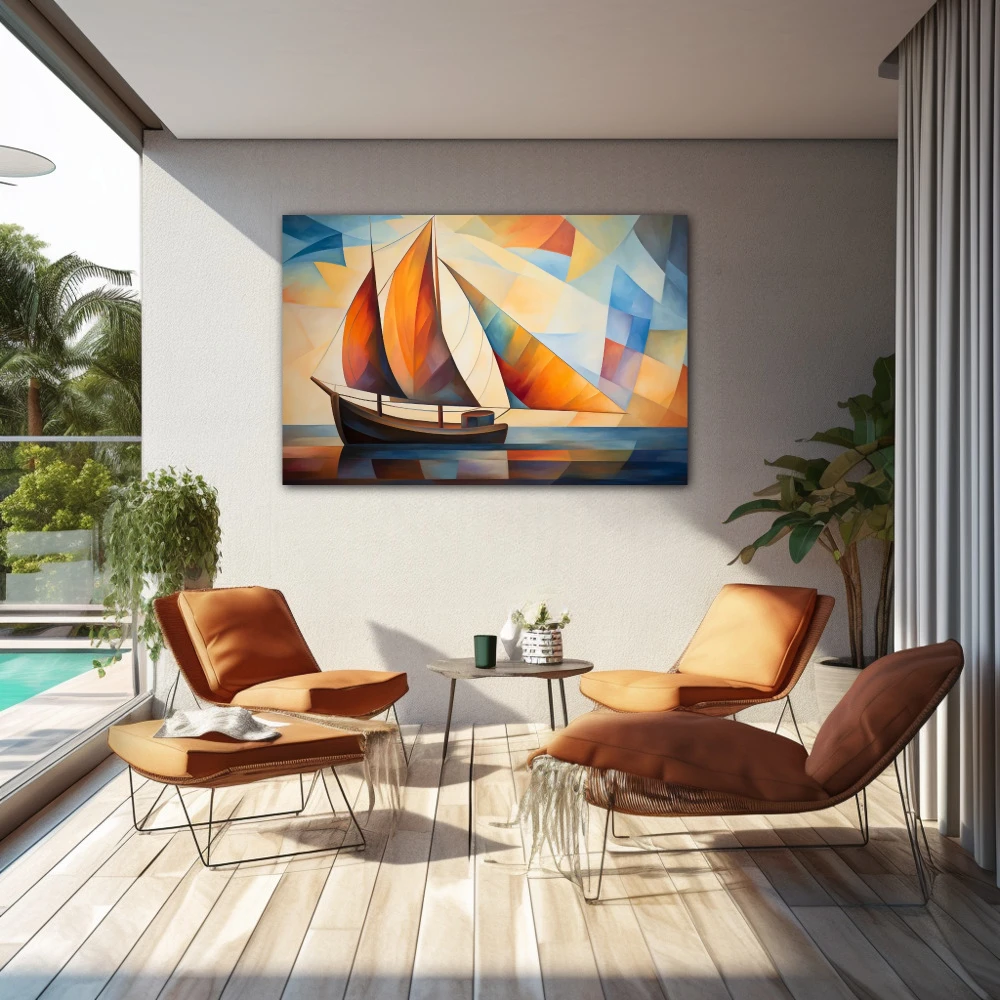 Wall Art titled: Captain of My Destiny in a Horizontal format with: Brown, and Orange Colors; Decoration the Outdoor wall