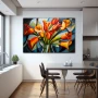 Wall Art titled: Spring Geometry in a Horizontal format with: Yellow, Orange, and Green Colors; Decoration the Kitchen wall