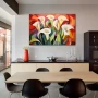 Wall Art titled: Nature Mosaic in a Horizontal format with: white, Red, and Green Colors; Decoration the Kitchen wall