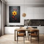 Wall Art titled: Daisy Bubbles in a Vertical format with: Yellow, Black, and Red Colors; Decoration the Kitchen wall