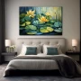Wall Art titled: Botanical Symmetry in a Horizontal format with: Yellow, and Green Colors; Decoration the Bedroom wall