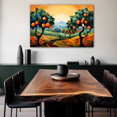Wall Art titled: Citrus in the Sun in a Horizontal format with: Yellow, Orange, Green, and Vivid Colors; Decoration the Living Room wall