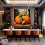 Wall Art titled: Citric & Roll in a Square format with: Orange, Green, and Vivid Colors; Decoration the Bar wall