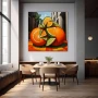 Wall Art titled: Citric & Roll in a Square format with: Orange, Green, and Vivid Colors; Decoration the Restaurant wall