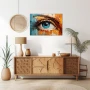 Wall Art titled: Soul Portal in a Horizontal format with: Blue, and Orange Colors; Decoration the Sideboard wall