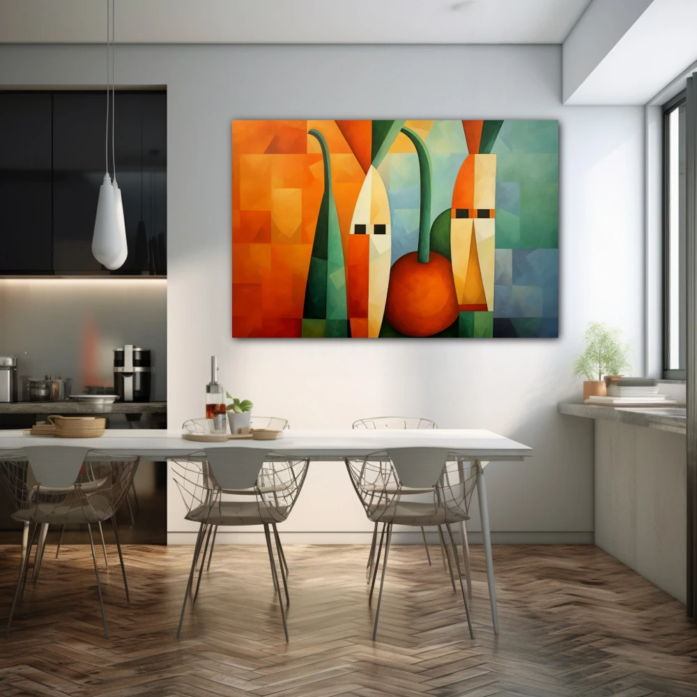 Wall Art titled: Earth's Carotenoids in a Horizontal format with: Orange, and Green Colors; Decoration the Kitchen wall