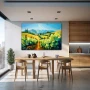 Wall Art titled: In vino veritas in a Horizontal format with: Blue, and Green Colors; Decoration the Kitchen wall