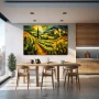 Wall Art titled: Where There Is No Wine There Is No Love in a Horizontal format with: Yellow, Green, and Vivid Colors; Decoration the Kitchen wall
